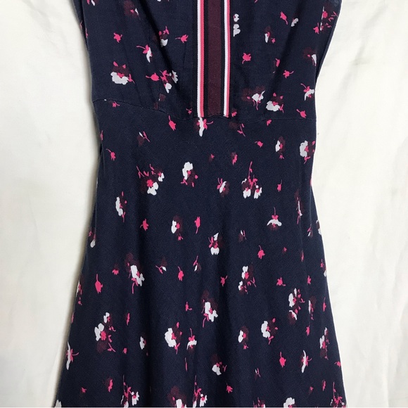 Joules Lucinda Blue Floral Sleeveless Round Neck Zip Up A-Line MIDI Dress Size 2 - Picture 4 of 16